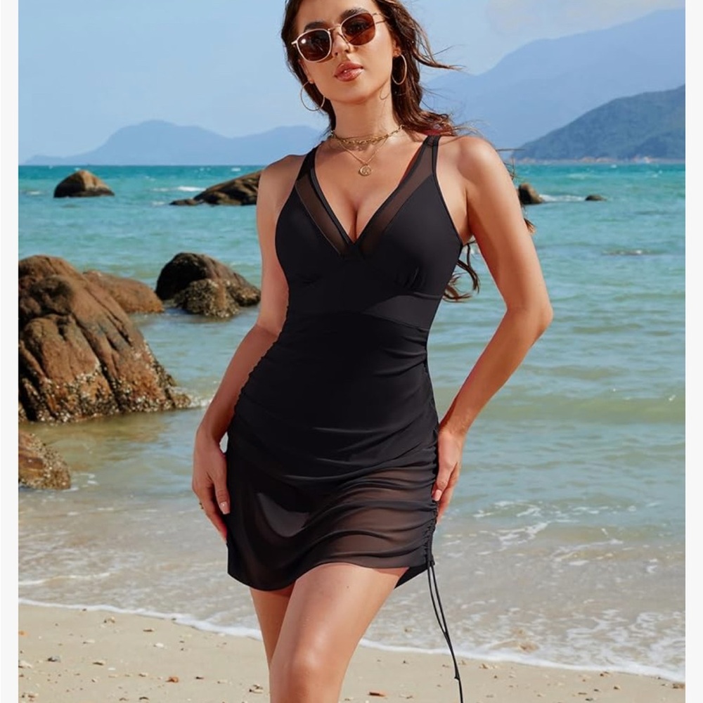 Chic Black Swim Coverup Dress